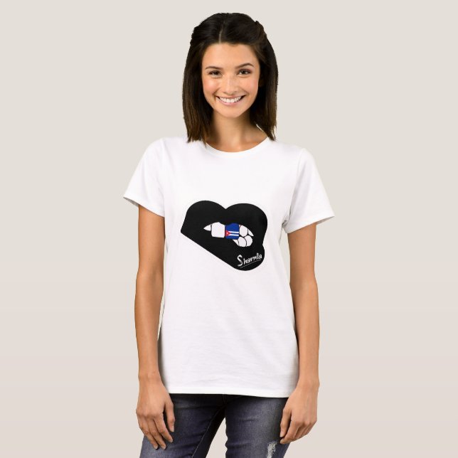 Sharnias Lippenkuba-T - Shirt (schwarze Lippen) (Vorne ganz)