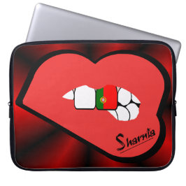 Sharnias Lippenportugal-Laptop-Hülse (rote Lippen) Laptopschutzhülle