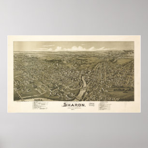 Sharon Pennsylvania 1901 Antike Panoramakarte Poster