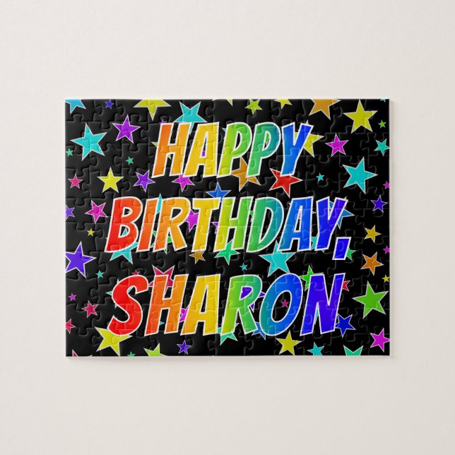 "SHARON" Vorname, Spaß "GLÜCKLICHER GEBURTSTAG" (Horizontal)