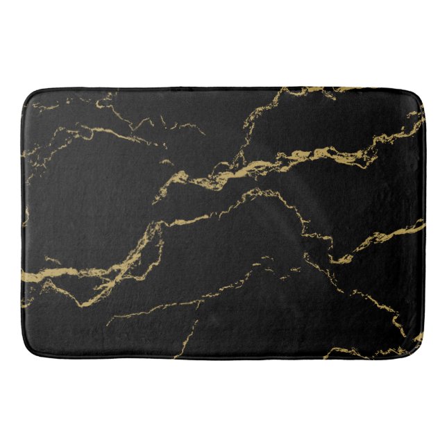 Sharp Black and Gold Marmor Badematte (Vorderseite)