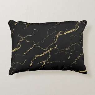 Sharp Black and Gold Marmor Dekokissen