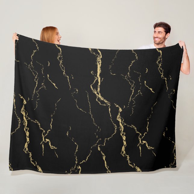 Sharp Black and Gold Marmor Fleecedecke (Beispiel)
