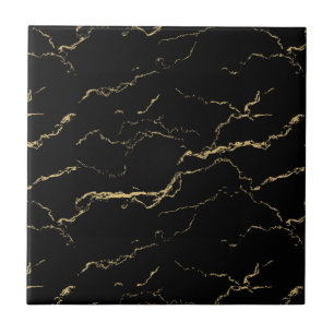 Sharp Black and Gold Marmor Fliese