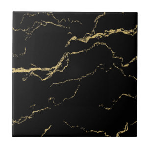 Sharp Black and Gold Marmor Fliese