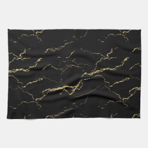 Sharp Black and Gold Marmor Geschirrtuch