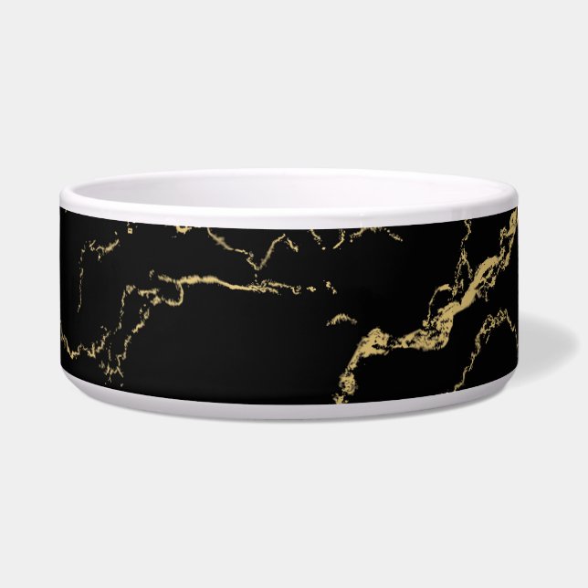Sharp Black and Gold Marmor Napf (Vorderseite)