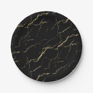 Sharp Black and Gold Marmor Pappteller