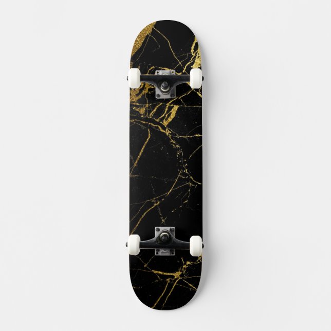 Sharp Black and Gold Marmor Skateboard (Vorderseite)