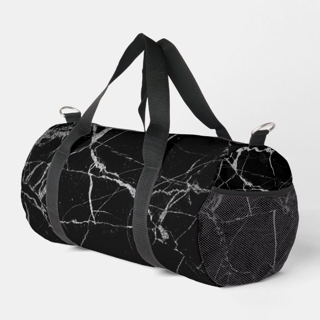 Sharp Black und Silver Marble Duffle Bag (Rechte Ecke)
