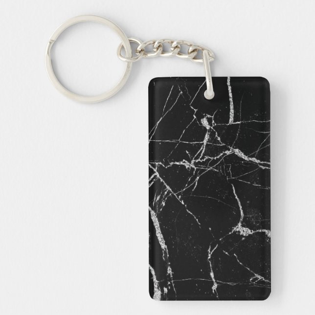 Sharp Black und Silver Marble Schlüsselanhänger (Vorderseite)