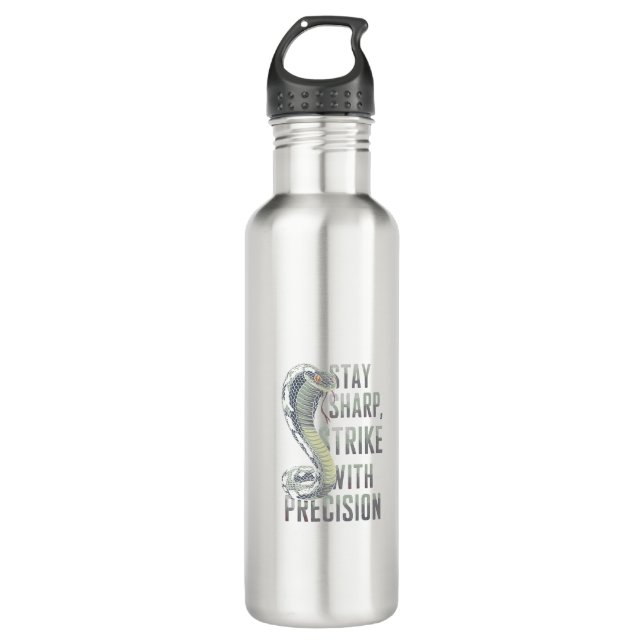 Sharp bleibe, Strike mit Präzision - Cobra Design Edelstahlflasche (Vorderseite)
