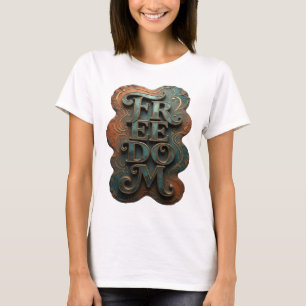 Sharp Gold FREEDOM Slogan T-Shirt