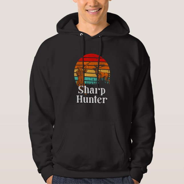 Sharp Hunter Vatertag Jagd Eltern Tier Sch Hoodie (Vorderseite)