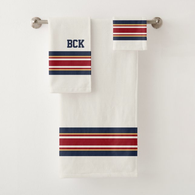 Sharp Personalisiert Ice Hockey Cream Shirt Strip Badhandtuch Set (Insitu)