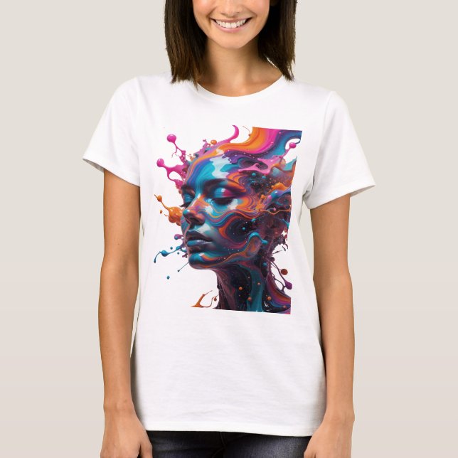 Sharp Silver ABSTRACT ART Statement T-Shirt (Vorderseite)
