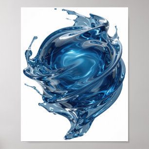 Sharp Silver WATER WORLD Statement Design Poster