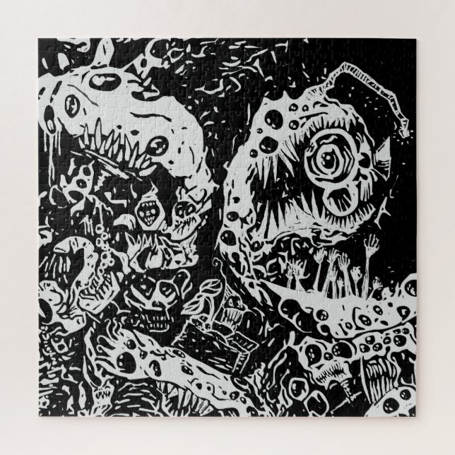Sharp Teeth Nightmare, Schwarz und Weiß (Vertikal)