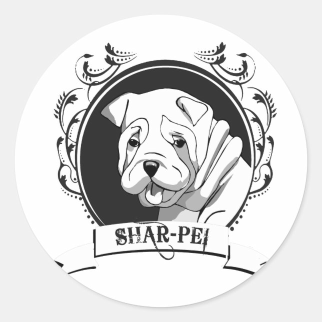 SHARPEI (2) RUNDER AUFKLEBER (Vorderseite)