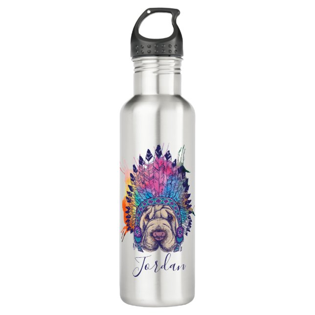 Sharpei addieren gebürtiger Ureinwohner-Leiter | Edelstahlflasche (Vorderseite)