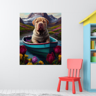 Sharpei auf einem Paddel: Ein landschaftliches Abe Poster