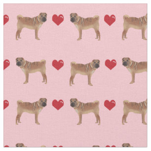 Sharpei Hund Liebe Herz rosa Stoff
