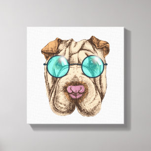 Sharpei in der Sonnenbrille Leinwanddruck
