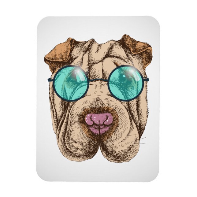 Sharpei in Sonnenbrille Magnet (Vertikal)