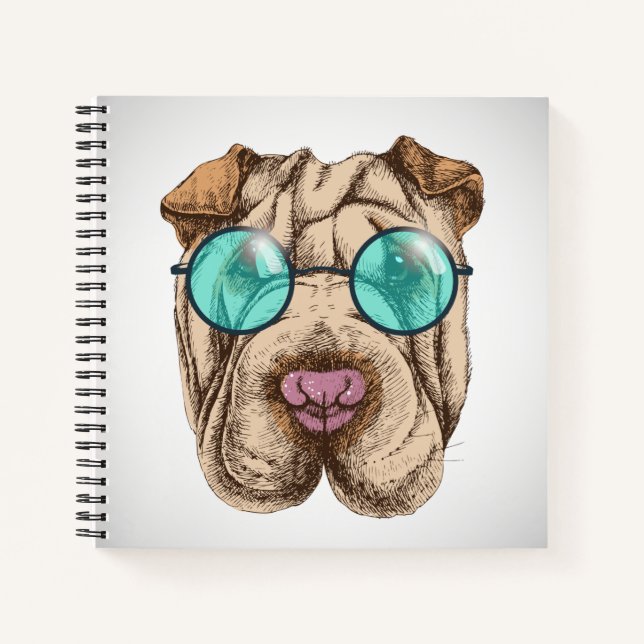 Sharpei in Sonnenbrille Notizbuch (Vorderseite)