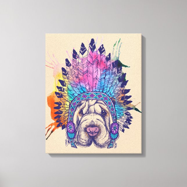 Sharpei Native Amerikanische Ureinwohner Chief Leinwanddruck (Vorderseite)