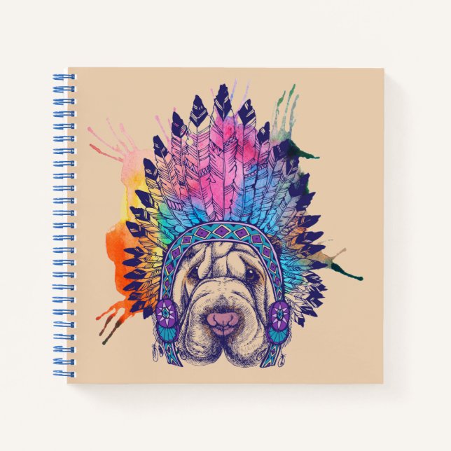 Sharpei Native Amerikanische Ureinwohner Chief Notizbuch (Vorderseite)