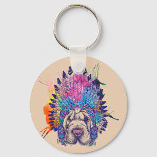 Sharpei Native Amerikanische Ureinwohner Chief Schlüsselanhänger