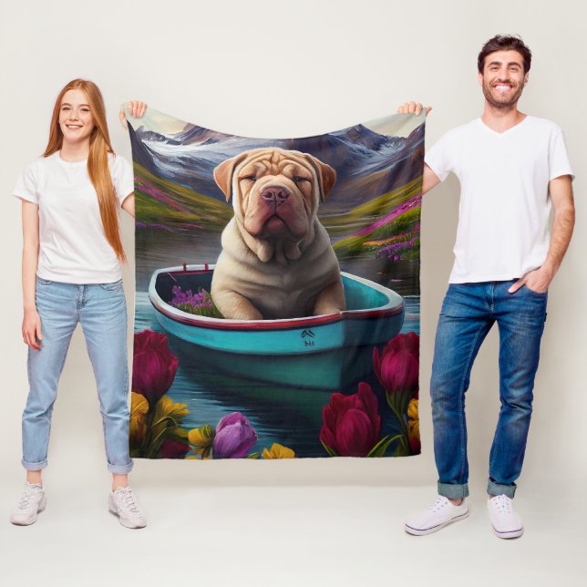 Sharpei on a Paddle: Ein Landschaftliches Abenteue Fleecedecke (Beispiel)