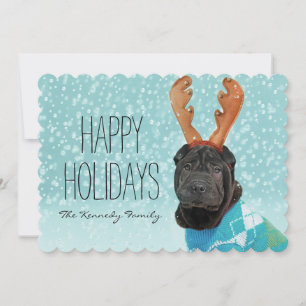 Sharpei Reindeer Feiertagskarte