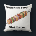 Shashlik Kissen<br><div class="desc">Shashlik is a popular dish in many countries of the Caucasus, Central Asia, and Eastern Europe, but it holds a special place in Georgian cuisine. This delicious skewered meat, often made from marinated chunks of beef, lamb, or pork, is grilled over an open flame, creating a smoky, savory flavor that’s...</div>