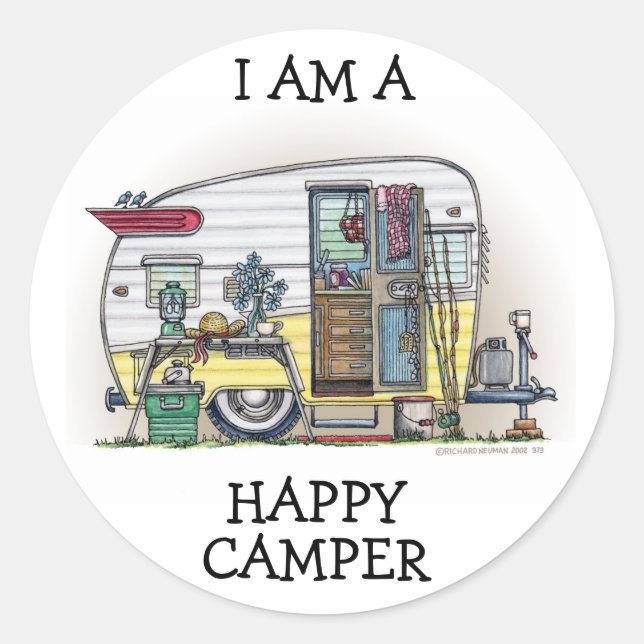 Shasta Camper Trailer Runder Aufkleber (Vorderseite)