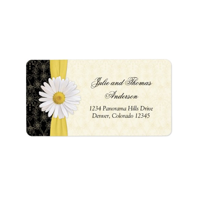 Shasta Daisy Floral Wedding Address Labels Adressaufkleber (Vorne)