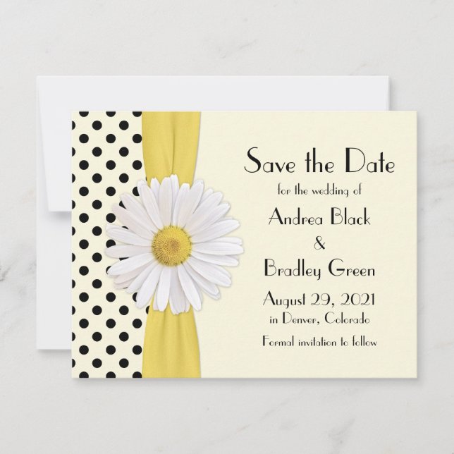 Shasta Daisy Polka Dot Ankündigung Datum freihalte (Vorderseite)