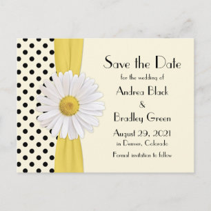 Shasta Daisy Polka Dot Wedding Save the Date Ankündigungspostkarte