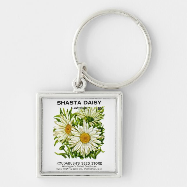 Shasta Daisy Vintag Seed Packet Schlüsselanhänger (Vorne)