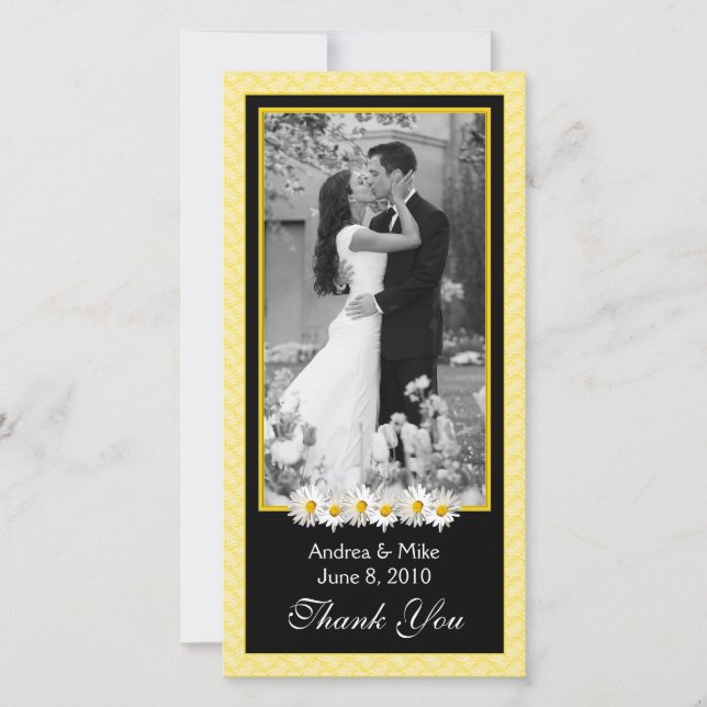 Shasta Daisy Yellow Black Wedding Vielen Dank Dankeskarte (Vorderseite)