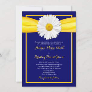 Shasta Daisy Yellow Ribbon Navy Einladung zur Hoch