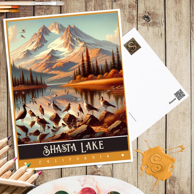 Shasta Lake, California | Vintage Malerei Postkarte (Von Creator hochgeladen)