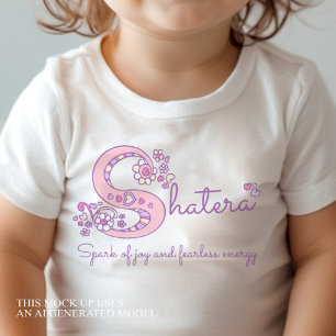 Shatera Mädchenname & Bedeutung S-Monogramm-Shirt Baby Strampler