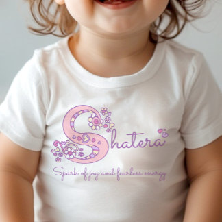 Shatera Mädchenname & Bedeutung S-Monogramm-Shirt Baby Strampler