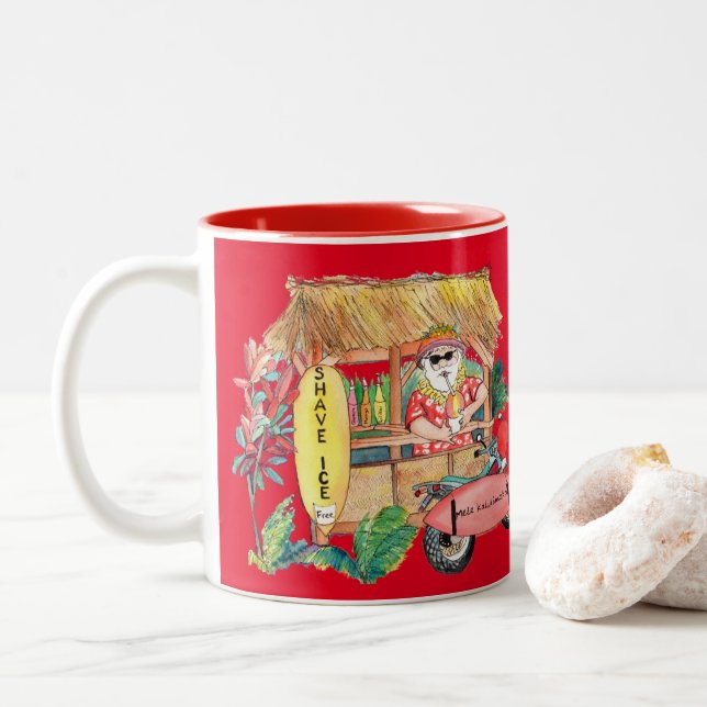 Shave Ice Hawaiian Santa Mele Kalikimaka Tasse (Mit Donut)