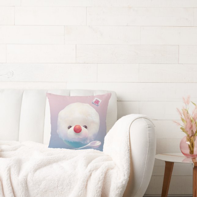 Shaved Ice Pup: Smiling Bichon Summer Dessert Kissen (Liege)