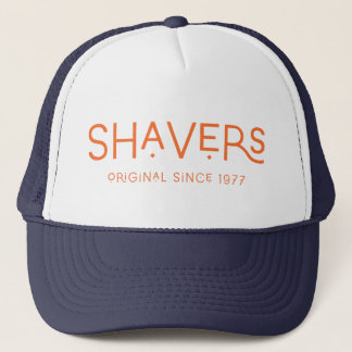 Shavers Trucker Hat mit Orange Schriftart Truckerkappe