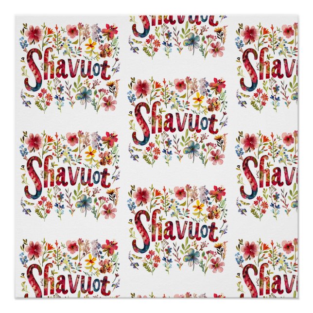 Shavuot - Blumenmuster Poster (Vorderseite)