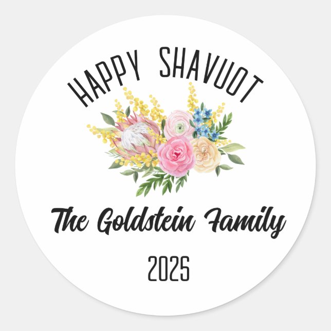 Shavuot Jüdischer Urlaub Personalisiert Familienna Runder Aufkleber (Vorderseite)